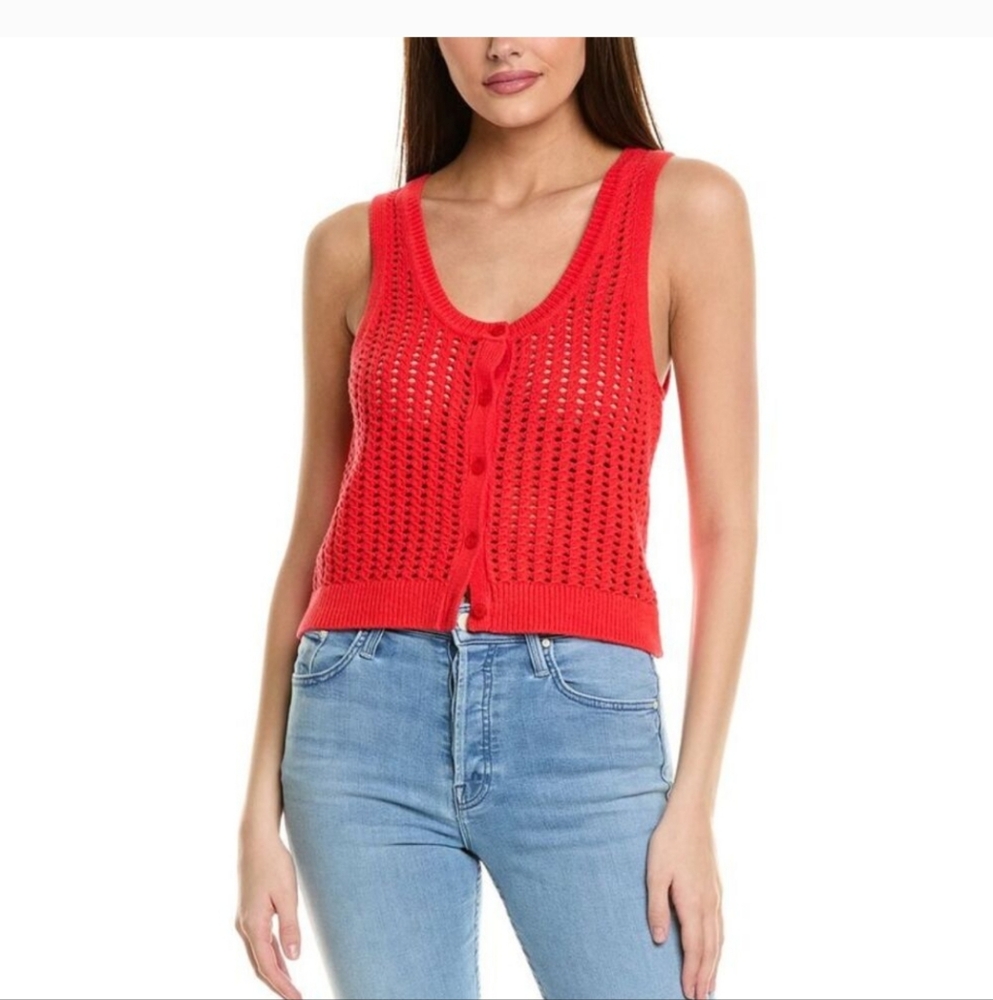 525 America Lisa Top , Size M,Red Knit Sleeveless Top